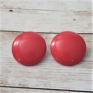 Vintage Clip On Earrings - 1 & 1/8" - Very Red Circular